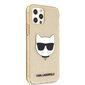 KLHCP12MCHTUGLGO Karl Lagerfeld Choupette Head Glitter Case, skirtas iPhone 12/12 Pro 6.1, auksinis kaina ir informacija | Telefono dėklai | pigu.lt
