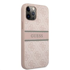 Guess PU 4G Printed Stripe Case for iPhone 12/12 Pro, rožinis kaina ir informacija | Telefono dėklai | pigu.lt