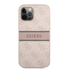Guess PU 4G Printed Stripe Case for iPhone 12/12 Pro, rožinis kaina ir informacija | Telefono dėklai | pigu.lt