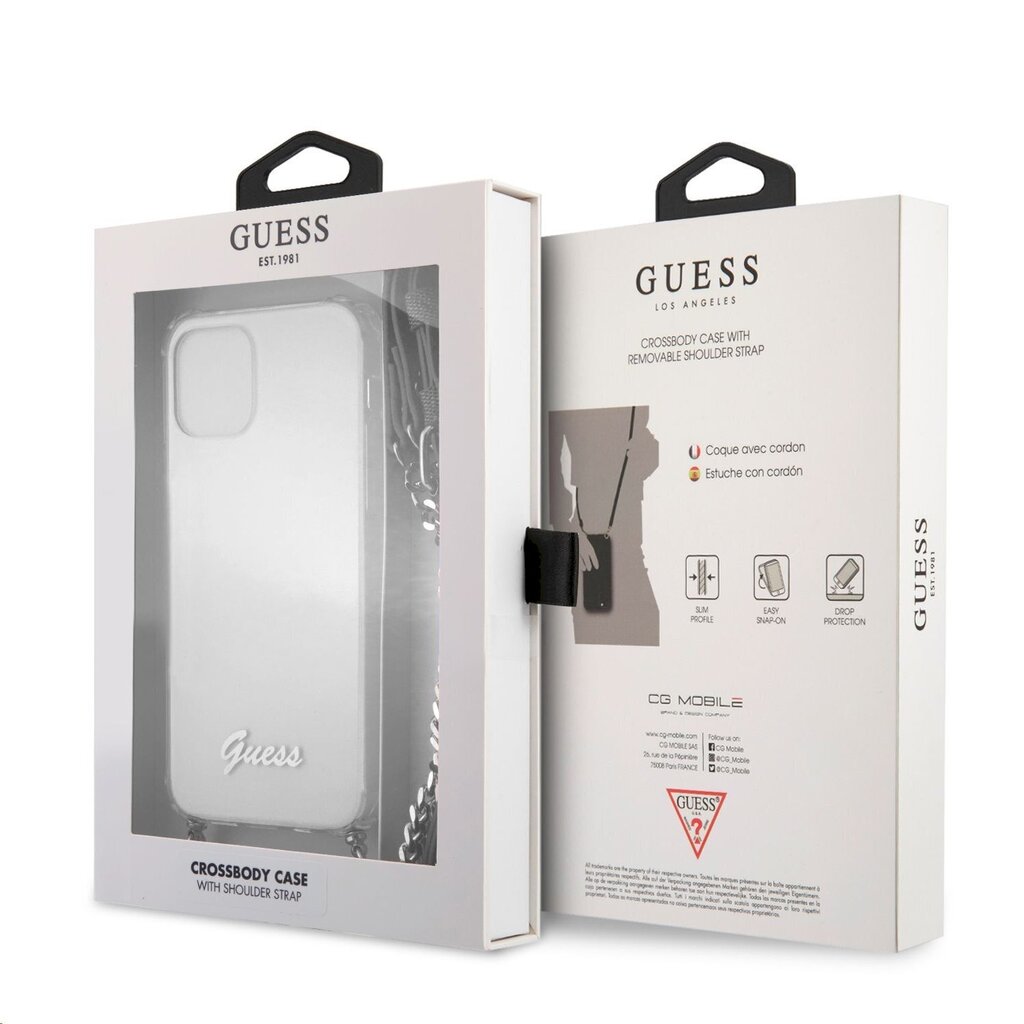 Guess PC Silver 4G Chain and Script Case, skirtas iPhone 12 Pro Max, skaidrus kaina ir informacija | Telefono dėklai | pigu.lt