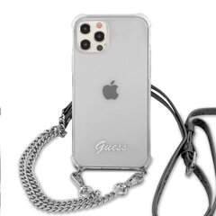 Guess PC Silver 4G Chain and Script Case, skirtas iPhone 12 Pro Max, skaidrus kaina ir informacija | Telefono dėklai | pigu.lt
