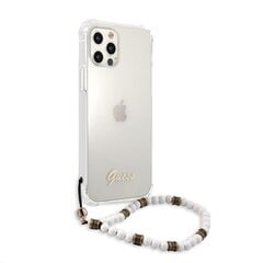 GUHCP12MKPSWH Guess PC Script and White Pearls Case for iPhone 12/12 Pro Transparent цена и информация | Чехлы для телефонов | pigu.lt