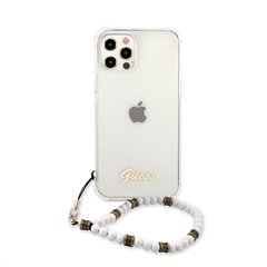 Guess PC Script and White Pearls Case, skirtas iPhone 12 Pro Max, skaidrus kaina ir informacija | Telefono dėklai | pigu.lt