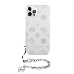 Guess PC Chain Peony Case, skirtas iPhone 12 Pro Max, sidabrinis kaina ir informacija | Telefono dėklai | pigu.lt