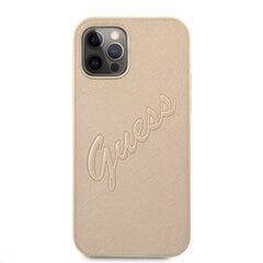 GUHCP12MRSAVSLG Guess PU Saffiano Vintage Script Case for iPhone 12/12 Pro Gold цена и информация | Чехлы для телефонов | pigu.lt