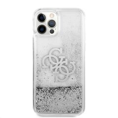 Guess TPU Big 4G Liquid Glitter Silver Case, skirtas iPhone 12 Pro Max, skaidrus kaina ir informacija | Telefono dėklai | pigu.lt