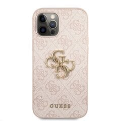 Guess PU 4G Metal Logo Case, skirtas iPhone 12/12 Pro, rožinis kaina ir informacija | Telefono dėklai | pigu.lt