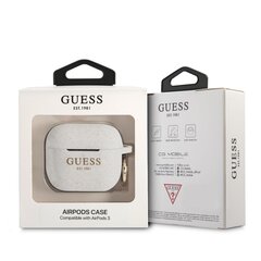 Чехол для наушников GUA3SGGEH Guess Glitter Printed Logo Silicone 3 White цена и информация | Аксессуары для наушников | pigu.lt