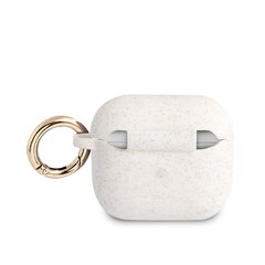 GUA3SGGEH Guess Glitter Printed Logo Silicone Case for Airpods 3 White kaina ir informacija | Ausinių aksesuarai | pigu.lt