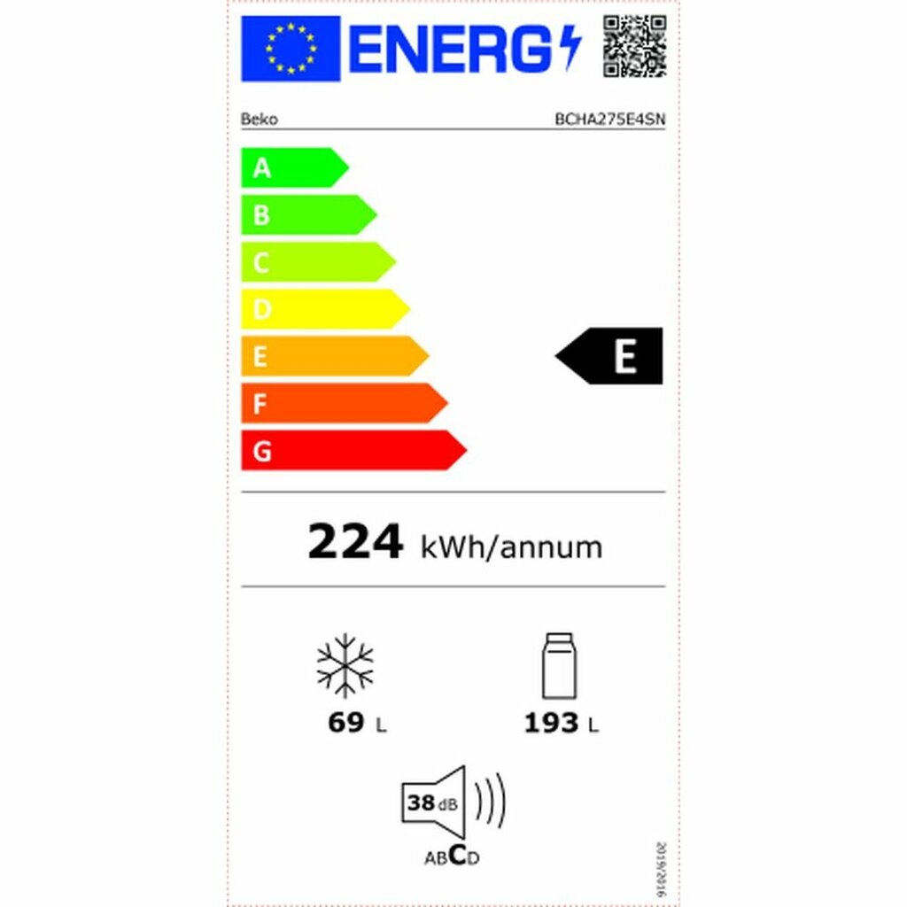 Beko BCHA275E4SN kaina ir informacija | Šaldytuvai | pigu.lt