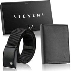 Комплект: мужской ремень и кожаный кошелек STEVENS цена и информация | Мужские кошельки | pigu.lt