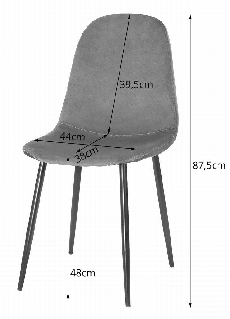 4-ių kėdžių komplektas Como, juodas цена и информация | Virtuvės ir valgomojo kėdės | pigu.lt