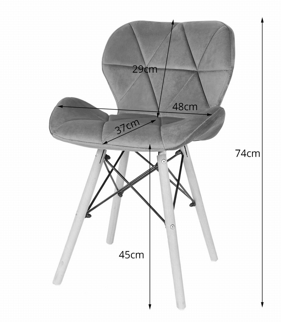 4-ių kėdžių komplektas Lago, mėlynas kaina ir informacija | Virtuvės ir valgomojo kėdės | pigu.lt