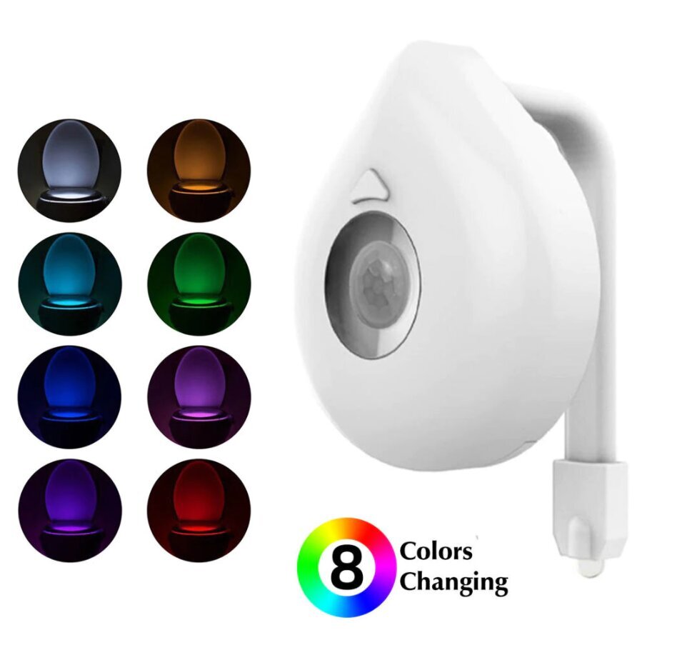 Neperšlampamas klozeto šviestuvas su judesio davikliu, 8 spalvos, lašo formos kaina ir informacija | Vonios kambario aksesuarai | pigu.lt