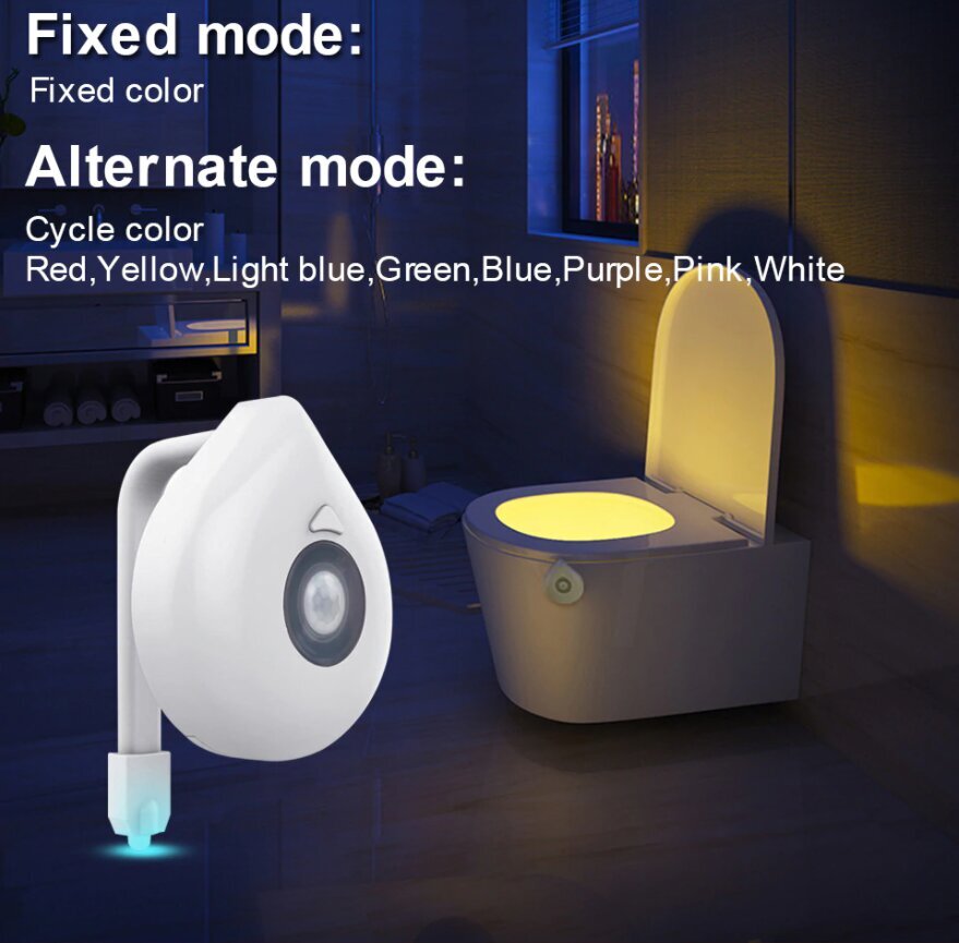 Neperšlampamas klozeto šviestuvas su judesio davikliu, 8 spalvos, lašo formos kaina ir informacija | Vonios kambario aksesuarai | pigu.lt