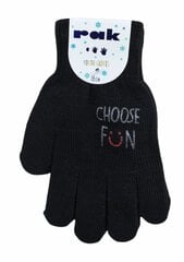 Перчатки для девочек Rak R-012A, черные цена и информация | Зимняя одежда для детей | pigu.lt