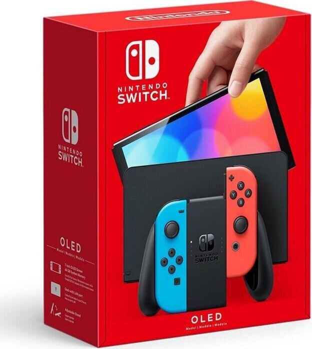 Nintendo Switch OLED Red & Blue, 64GB kaina ir informacija | Žaidimų konsolės | pigu.lt