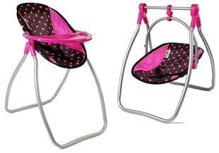 Maitinimo kėdė lėlėms juodai rožinė kaina ir informacija | Žaislai mergaitėms | pigu.lt
