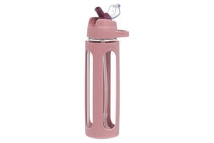 Стеклянная поилка с соломинкой Atom, 600 мл, розовая цена и информация | Фляги для воды | pigu.lt