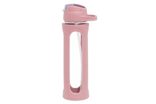 Стеклянная поилка с соломинкой Atom, 600 мл, розовая цена и информация | Фляги для воды | pigu.lt