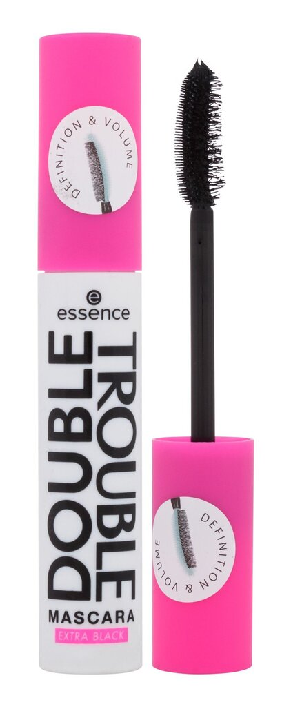 Blaktienų tušas Essence Double Trouble, 12 ml, Black kaina ir informacija | Akių šešėliai, pieštukai, blakstienų tušai, serumai | pigu.lt