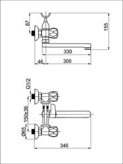 Смеситель воды для ванны RUBINETA C-1 Cross (C) (K) цена и информация | Смесители | pigu.lt