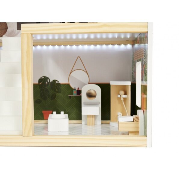 Medinis lėlių namelis Floro Boho su LED apšvietimu kaina ir informacija | Žaislai mergaitėms | pigu.lt