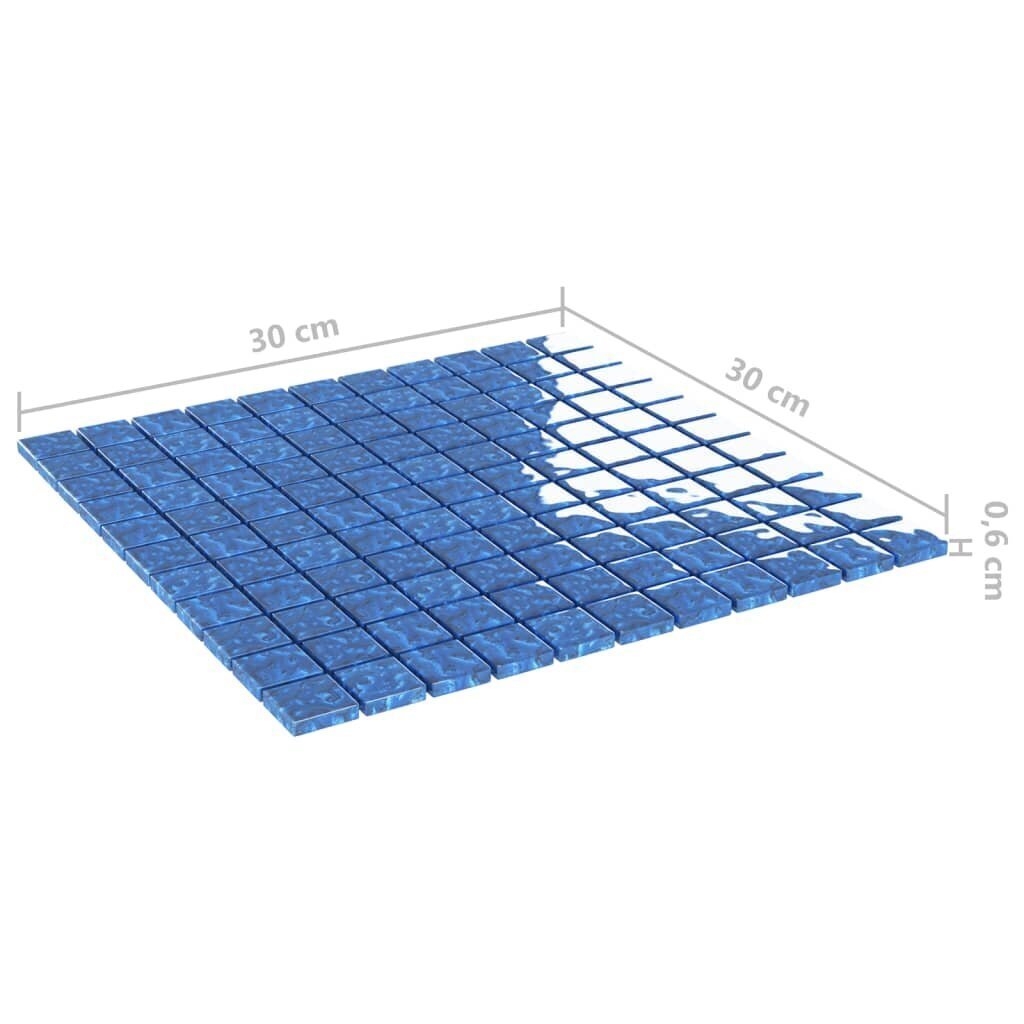 Mozaikinės plytelės, 11vnt., mėlynos, 30x30cm, stiklas kaina ir informacija | Plytelės sienoms | pigu.lt