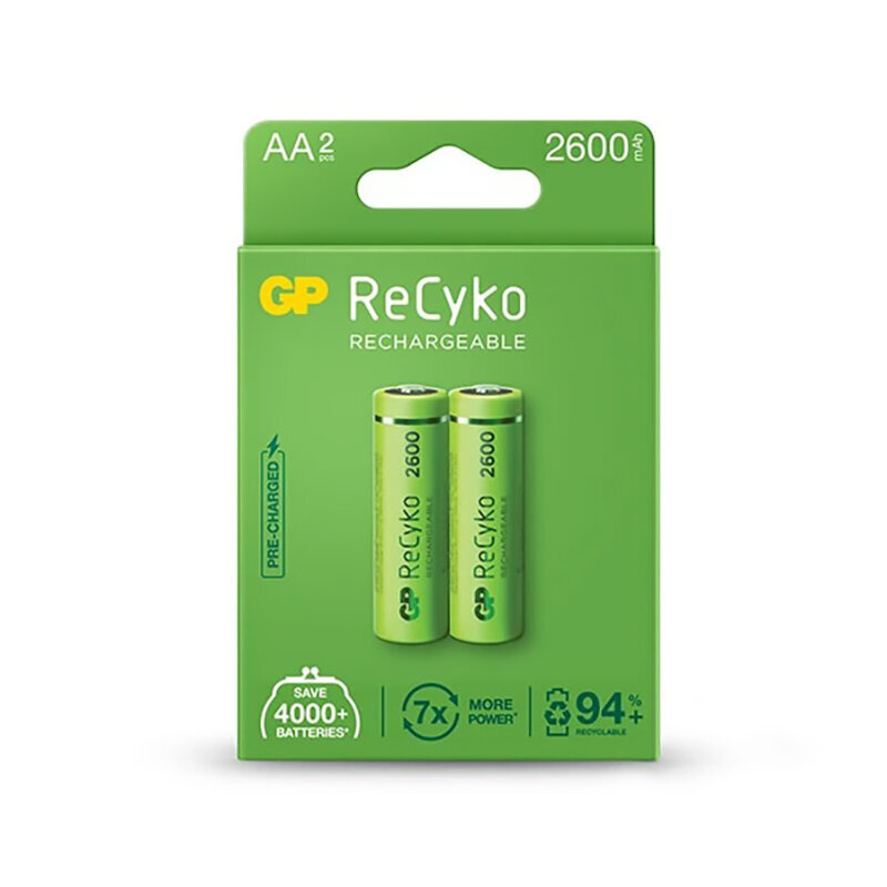 Įkraunamos baterijos GP ReCyko NiMH AA 2600mAh EB2 kaina ir informacija | Elementai | pigu.lt