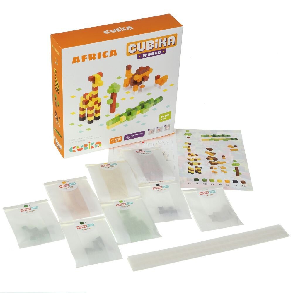 Medinė mozaika, 3D medinis konstruktorius Cubika World „Afrika“, Cubika цена и информация | Konstruktoriai ir kaladėlės | pigu.lt