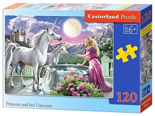 Dėlionė Princess and her Unicorns, 120 dalių kaina ir informacija | Dėlionės (puzzle) | pigu.lt
