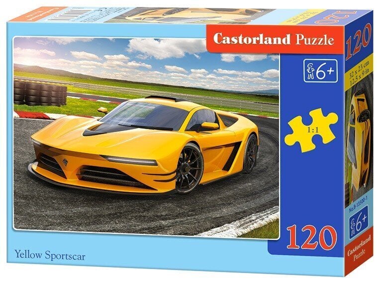 Dėlionė Yellow Sportscar, 120 dalių kaina ir informacija | Dėlionės (puzzle) | pigu.lt
