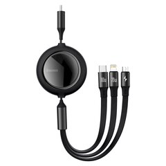 Kabelis 3in1 Baseus Bright Mirror, USB-C to micro USB / USB-C / Lightning, 100W, 1.2m, juodas kaina ir informacija | Laidai telefonams | pigu.lt