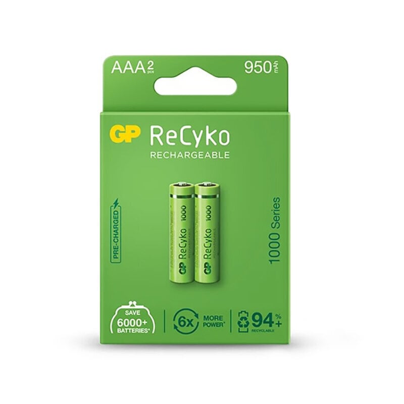 Įkraunamos baterijos GP ReCyko NiMH AAA 950 mAh EB2 kaina ir informacija | Elementai | pigu.lt