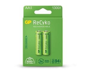 Įkraunamos baterijos GP ReCyko NiMH AA 1300mAh EB2 kaina ir informacija | Elementai | pigu.lt