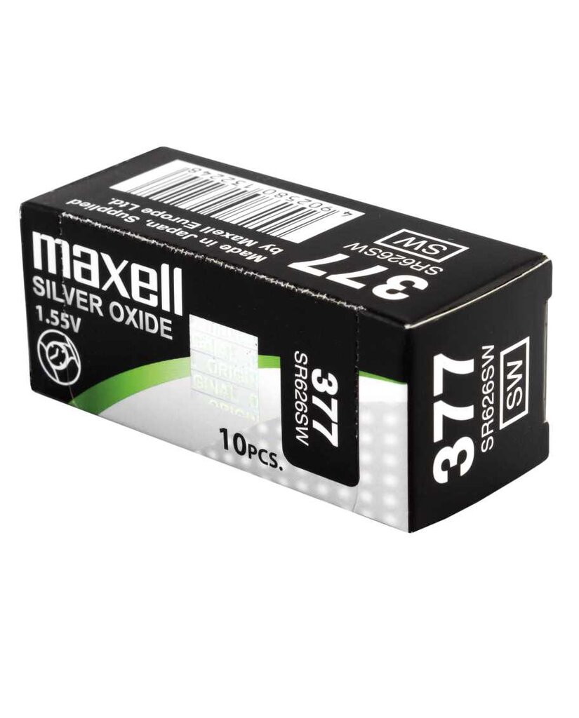 Maxell baterijos 377 SR626SW sidabro oksido. Viena pakuotė 10 vnt kaina ir informacija | Elementai | pigu.lt