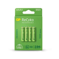 Аккумуляторы GP ReCyko NiMH AAA 950 мАч EB4 цена и информация | GP Batteries Сантехника, ремонт, вентиляция | pigu.lt