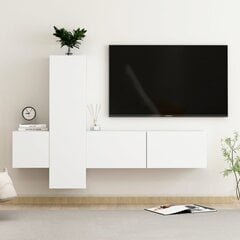 Televizoriaus spintelių komplektas, 3 dalių, baltas kaina ir informacija | TV staliukai | pigu.lt