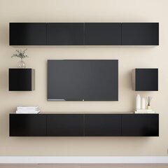 Televizoriaus spintelių komplektas, 6 dalių, juodas kaina ir informacija | TV staliukai | pigu.lt