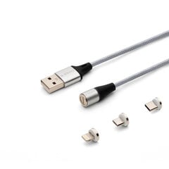 Savio CL-156 USB-кабель 2 м USB 2.0 USB C Micro USB A/Lightning Silver цена и информация | Кабели для телефонов | pigu.lt