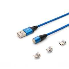 Savio CL-157 USB-кабель 2 м USB 2.0 USB C Micro USB A/Lightning Blue цена и информация | Кабели для телефонов | pigu.lt