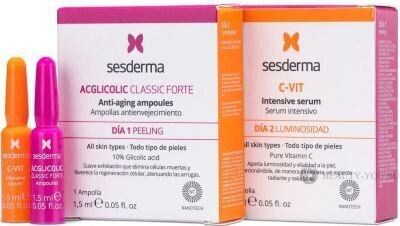 Ampulių rinkinys Sesderma C-Vit ir Acglicolic, 2×1.5 ml kaina ir informacija | Veido aliejai, serumai | pigu.lt