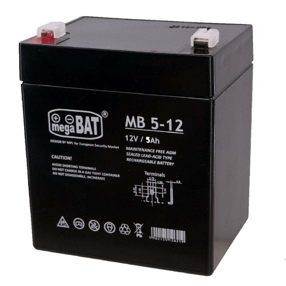 Mpl power elektro akumuliatorius Megabat 12V 5Ah F1(187) AGM, 3-5 metai kaina ir informacija | Elementai | pigu.lt