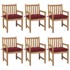 Sodo kėdės su vyno raudonomis pagalvėlėmis, 6 vnt, rudos цена и информация | Садовые стулья, кресла, пуфы | pigu.lt