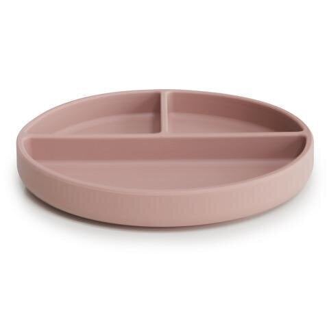Prilimpanti silikoninė lėkštė su skyriais Mushie, šviesiai rožinė kaina ir informacija | Kūdikių indai, indeliai pienui ir įrankiai | pigu.lt