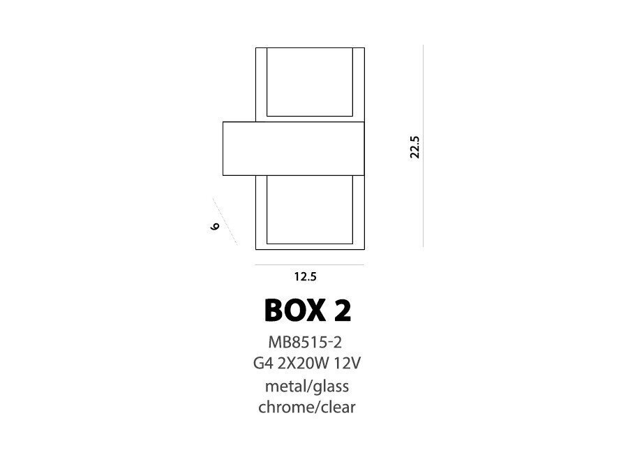 Azzardo sieninis šviestuvas Box 2 kaina ir informacija | Sieniniai šviestuvai | pigu.lt