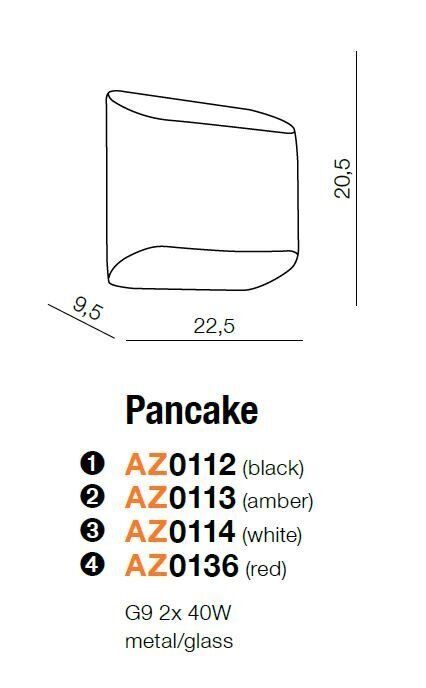 Azzardo sieninis šviestuvas Pancake Orange kaina ir informacija | Sieniniai šviestuvai | pigu.lt