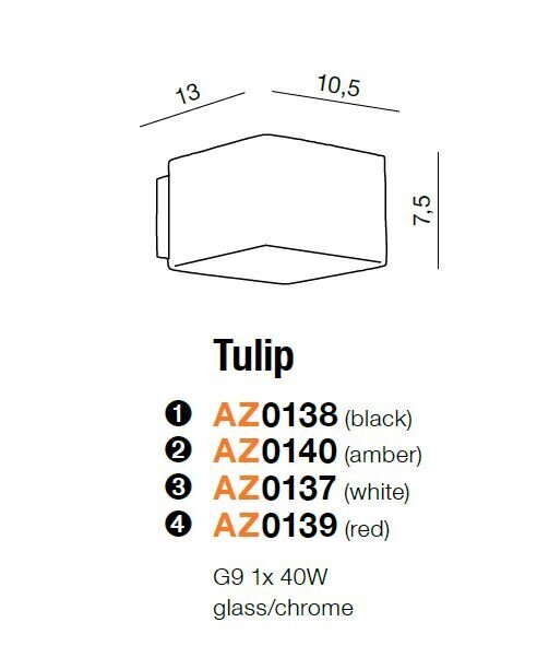 Azzardo sieninis šviestuvas Tulip Red kaina ir informacija | Sieniniai šviestuvai | pigu.lt