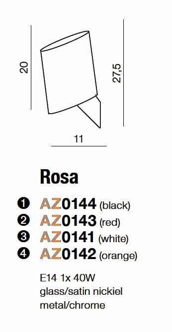 Azzardo sieninis šviestuvas Rosa White kaina ir informacija | Sieniniai šviestuvai | pigu.lt