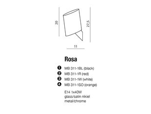 Azzardo sieninis šviestuvas Rosa Orange kaina ir informacija | Sieniniai šviestuvai | pigu.lt
